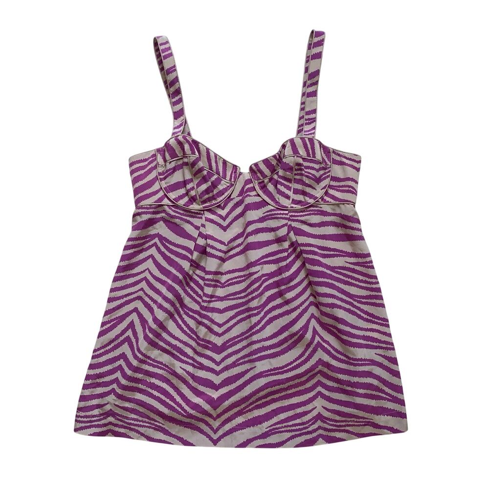 Rebecca Taylor 100% Silk Zebra Print Babydoll Tank Top, Size 4